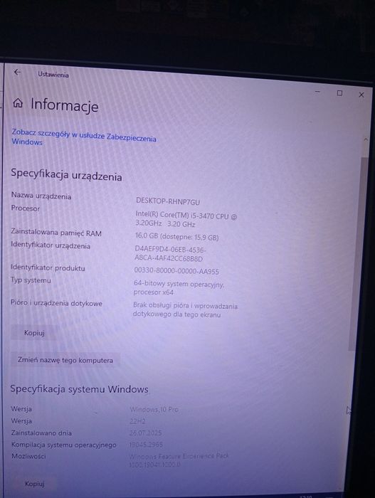 Komputer i5, 16GB RAM, RX 550 4GB Sapphire, 256GB SSD + GRATIS MONITOR