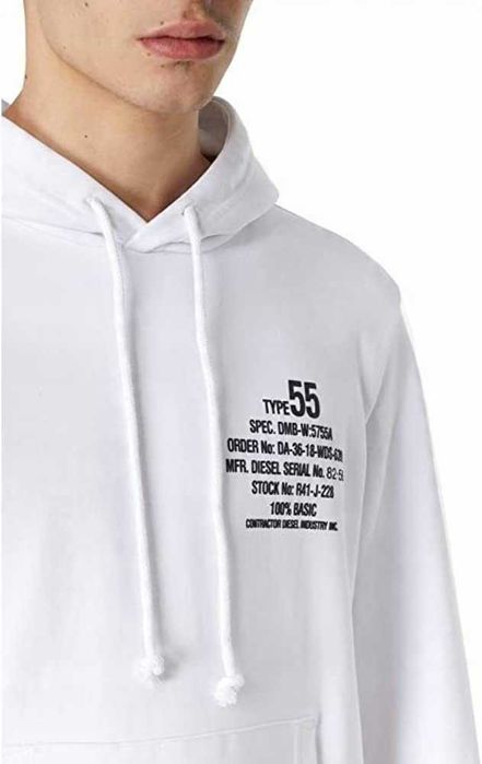 Diesel Bluza z kapturem biała 3XL Logo S-Gym K26