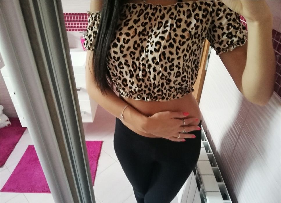 Top crop panterka bluzka Hiszpanka 34 xs 36 s
