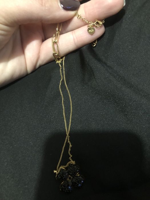 Colar duplo dourado em aço com trevo