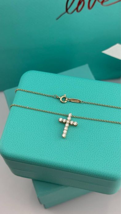 Колье крест Tiffany Оригинал золото 750