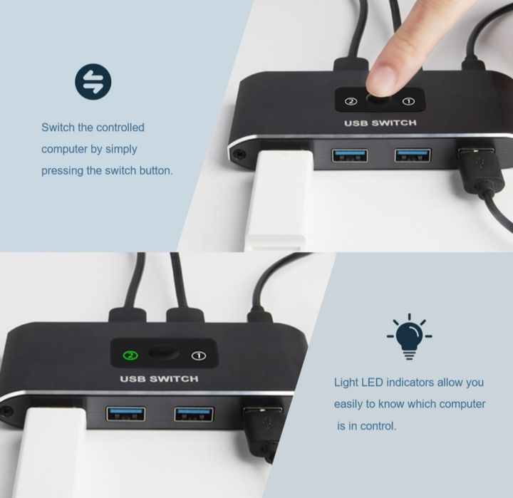 Koncentrator USB 3.0 4 porty, przełącznik USB SWITCH 3.0