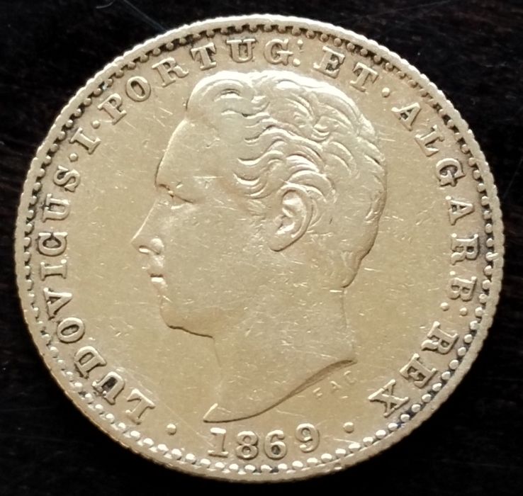 Moeda Ouro 2000 Réis 1869 D. Luís Excelente Estado