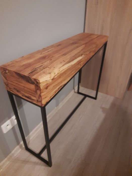 Konsola z drewna naturalnego loftowa industrialna piekna