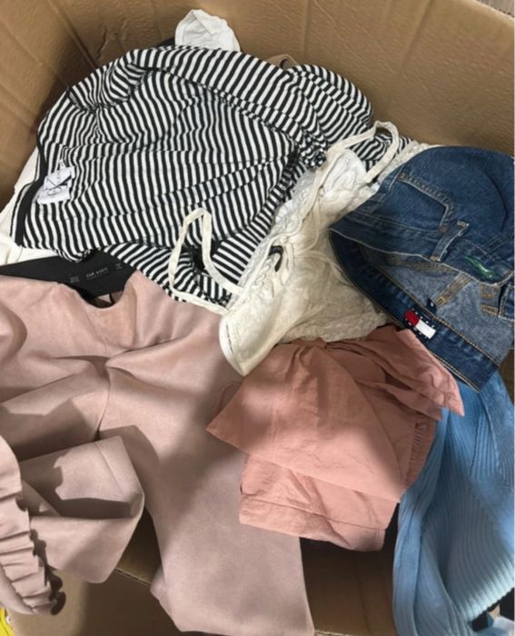 Wielki karton ubrań zara hilfiger mohito calvin klein adidas itp