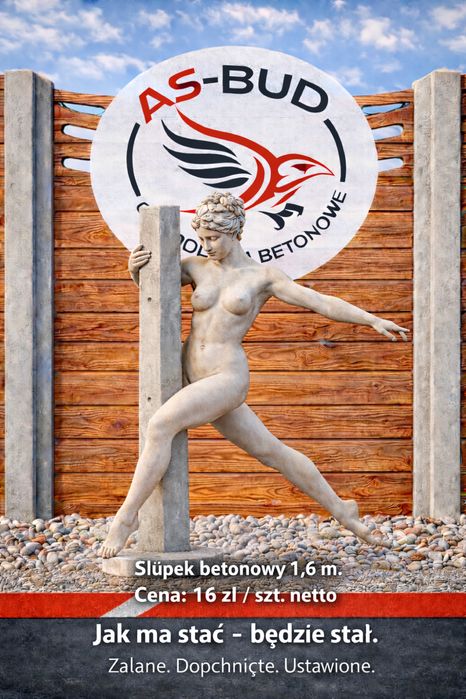 Słupek betonowy ,słupek 1,60m - 16 zł sztuka