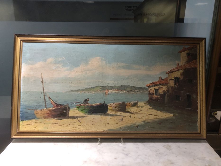 Oleo dobre tela motivo praia