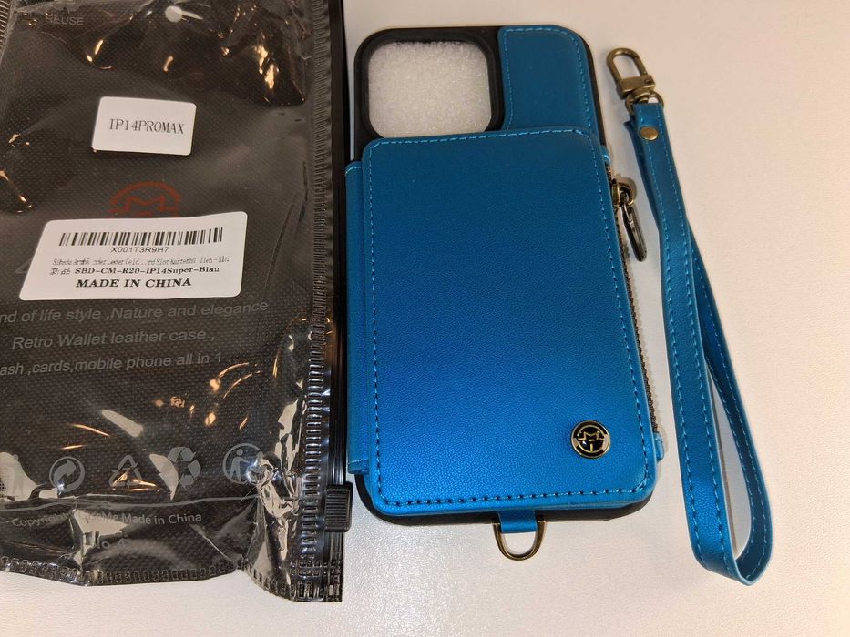 Y030 Etui Portfel Skórzany do iPhone 14 Pro Max CaseMe Niebieski