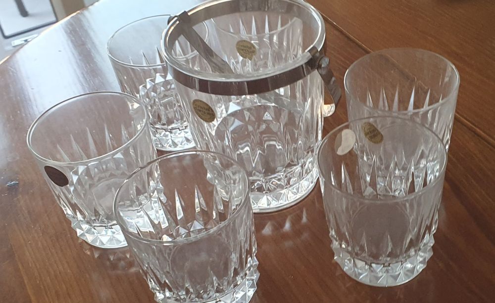 Copos de cristal Atlântica 6 e 1 Balde de gelo .