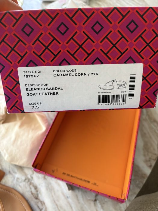 Klapki Tory Burch sandały japonki Eleanor karmelowe 38.5