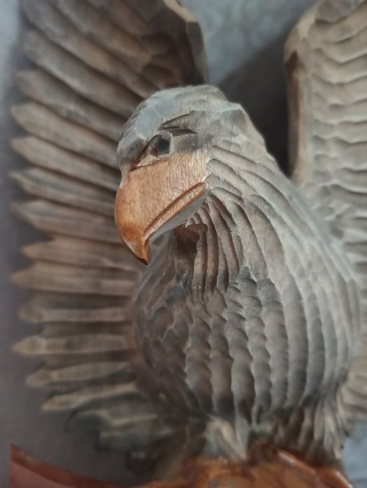 Rzeźba w drewnie, Orzeł i lis. Vintage PRL