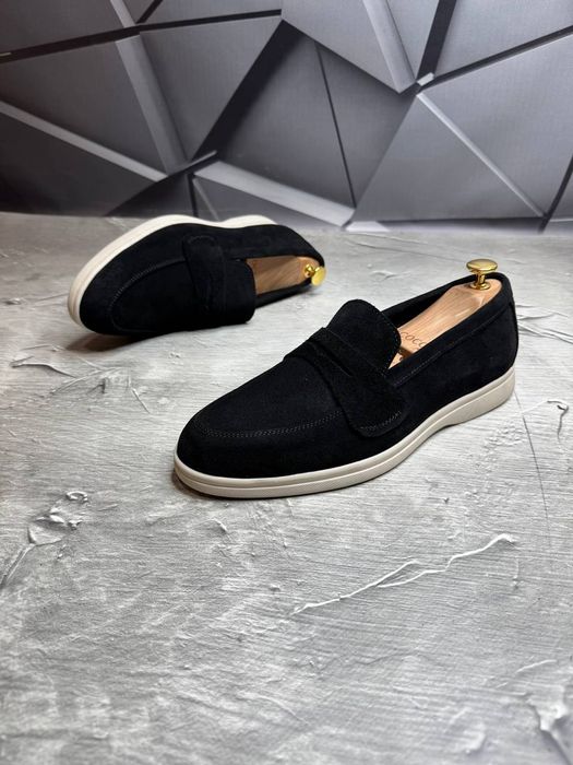 Лоферы Замшевые мужские чёрные LORO PIANA Black! Замша Натуральная!