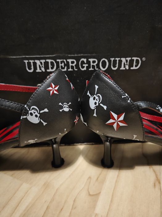 Niskie szpilki Underground London, rozmiar 41, rock, tattoo