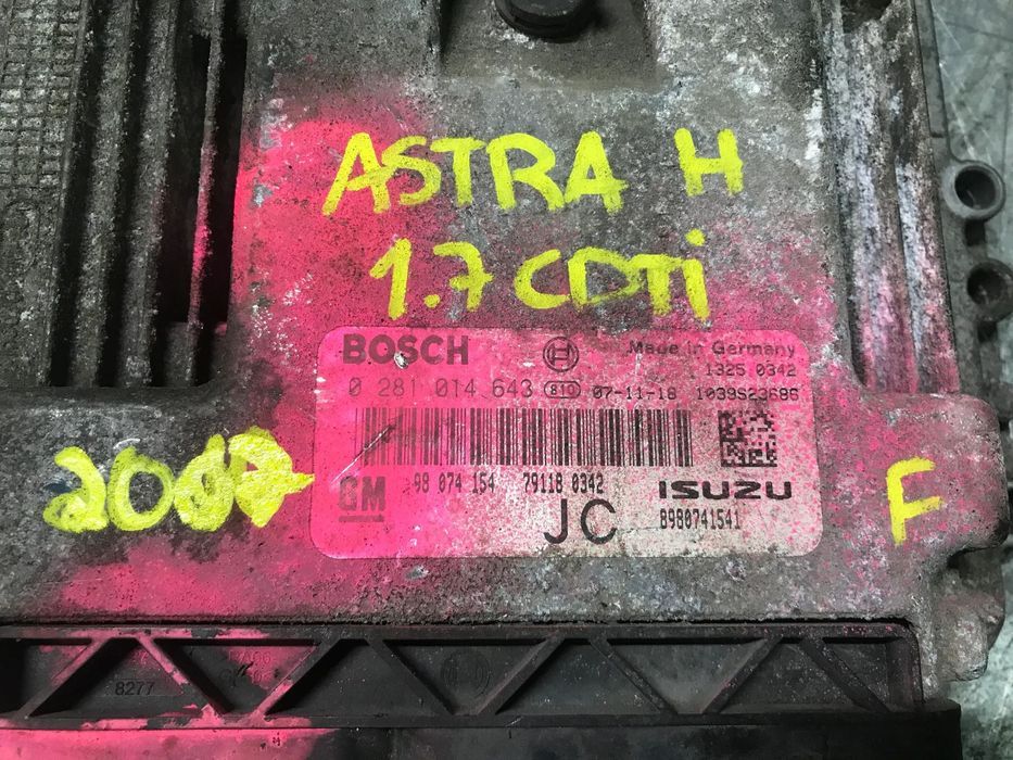 CENTRALINA DO MOTOR OPEL ASTRA H 17CDTI REF 0281014643 98074154