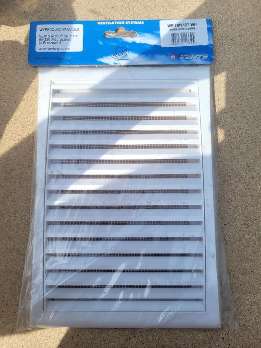 Kratka wentylacyjna z siatka prostokątna biała 4 sztuki