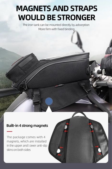 Bolsa/mala magnética depósito/tanque telemóvel para moto