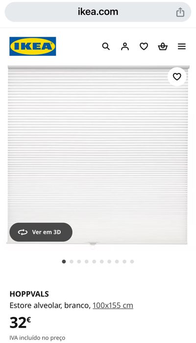 Estores plissados IKEA HOPPVALS 100X155 novos embalados