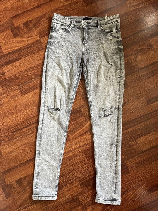 Jeansy damskie szare z przetarciami M Cropp