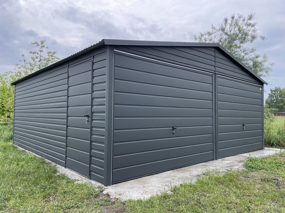 Garaż blaszany 6x5 grafit mat. Profil zamknięty.