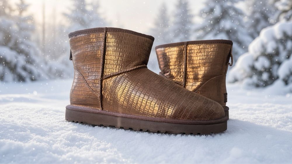 Лимитированные UGG Classic Mini II Lizard Metallic Bronze