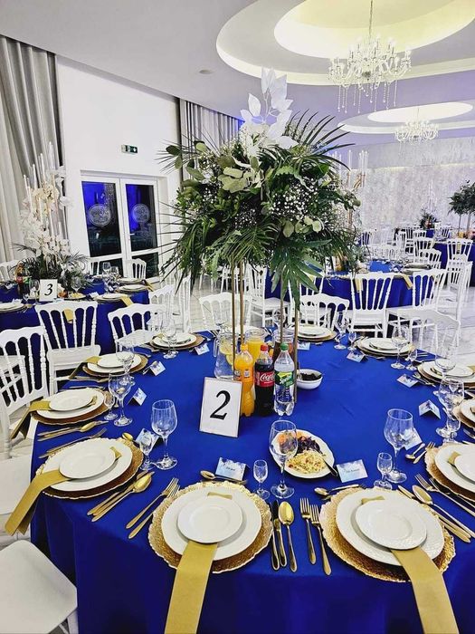 Wynajem namiotów, stołów, krzeseł, obrusy, dekoracje, Chiavari