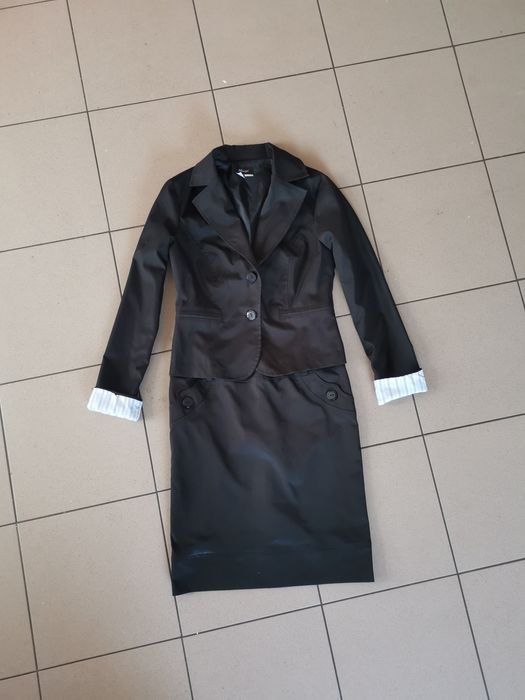 Kostium damski garsonka spódnica z wysokim stanem taliowany żakiet