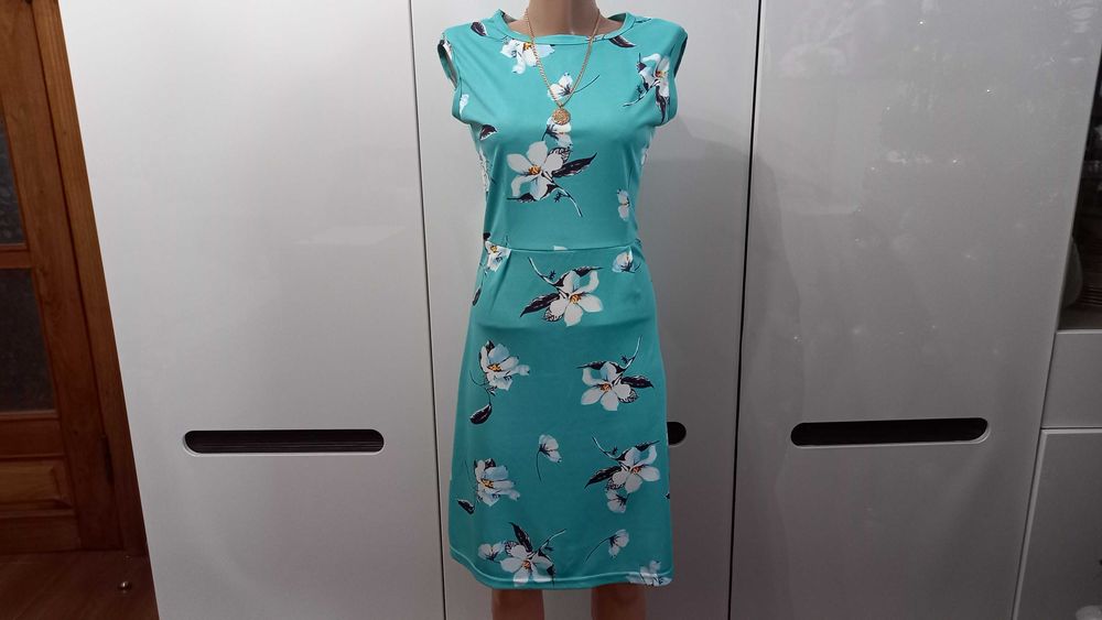 р. M 46 Aiyichu Floral бирюзовое платье в цветочный принт