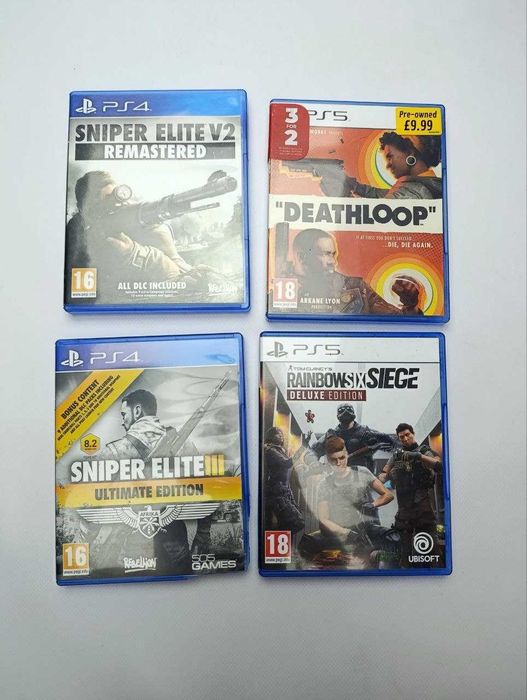 Набор из 4 игр для PS4/PS5 – Sniper Elite V2 Remastered, Deathloop, Sniper Elite III, Rainbow Six Siege