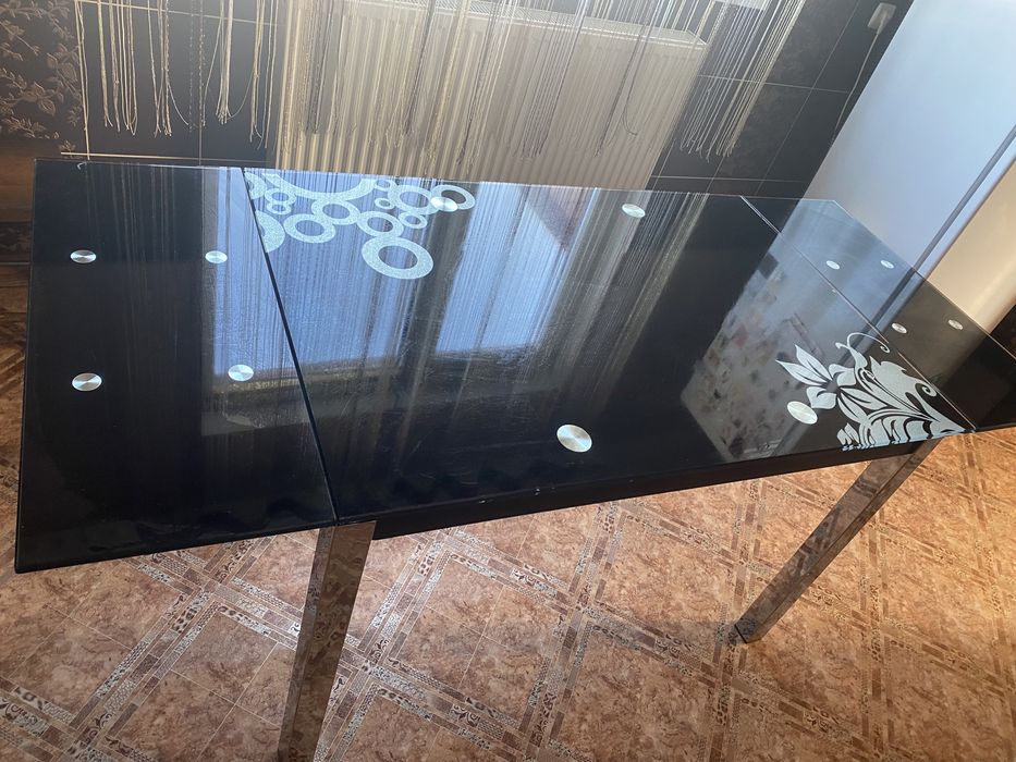 Стіл кухонний 120*80 розкладний скляний