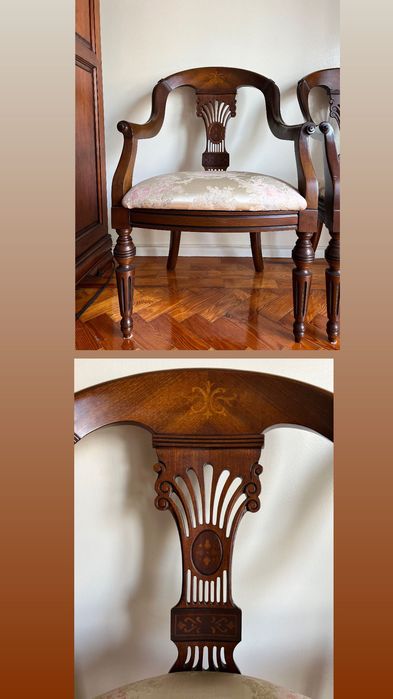 Conjunto de sofá e cadeiras antigas