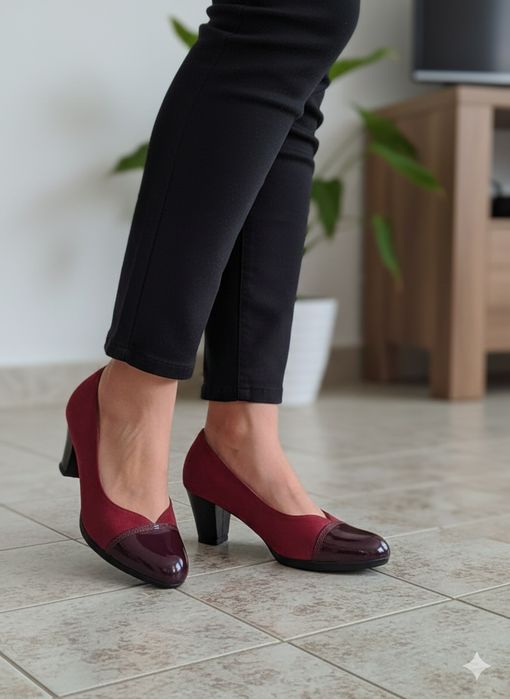 Sapatos bordeaux camurça e verniz, elegantes - Tam.38 - Calçado Portug