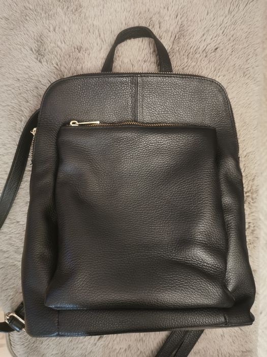 Czarny skórzany plecak torebka 2w1 damski zmieści laptopa