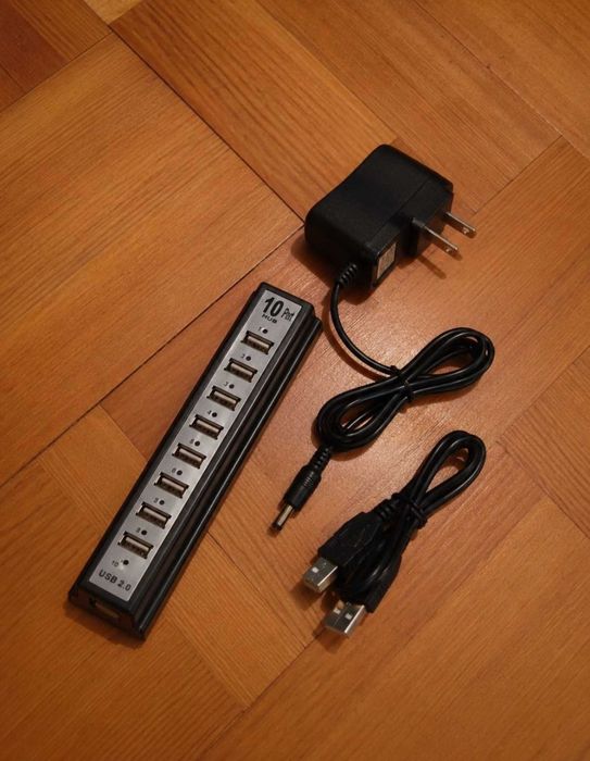 Usb хаб розгалужувач на 10 портів з блоком живлення usb 2.0