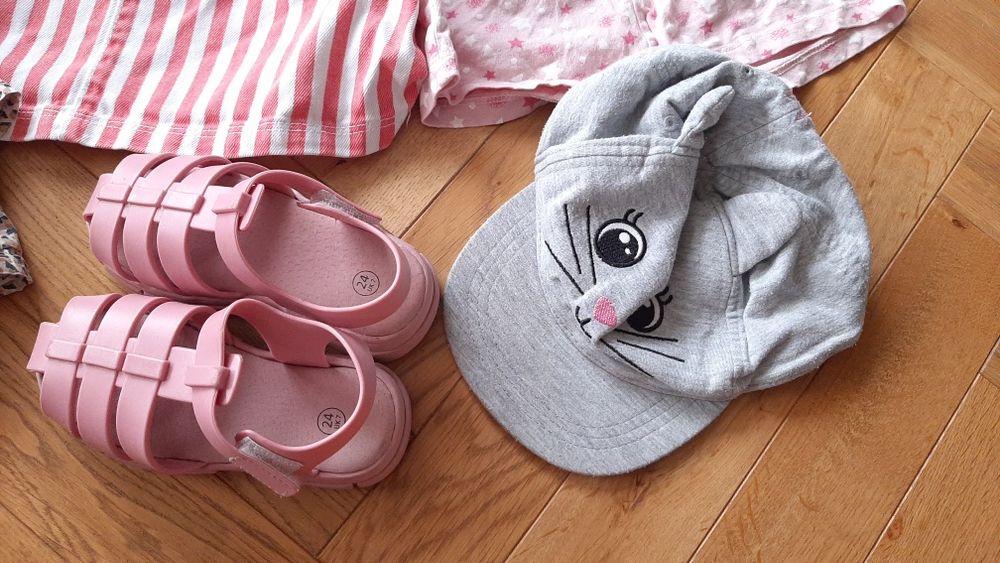 Paka zestaw ubrań lato wakacje dziewczynki rozm. 98 3 lata Zara H&M