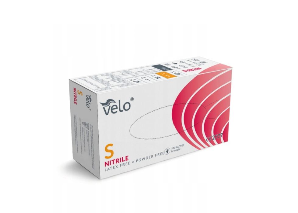 Rękawiczki nitrylowe bezpudrowe VELO S 100 szt
