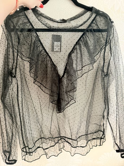 Нова трендова прозора блуза, сітка, горох