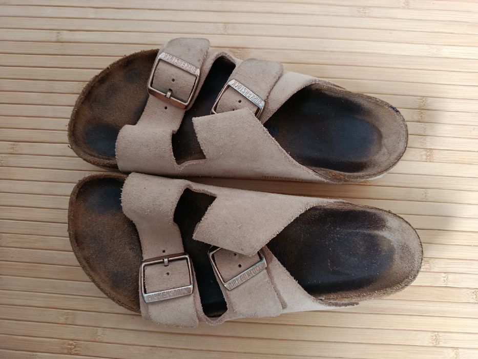 Шлепанцы Birkenstock Германия кожа замша светлые р 38