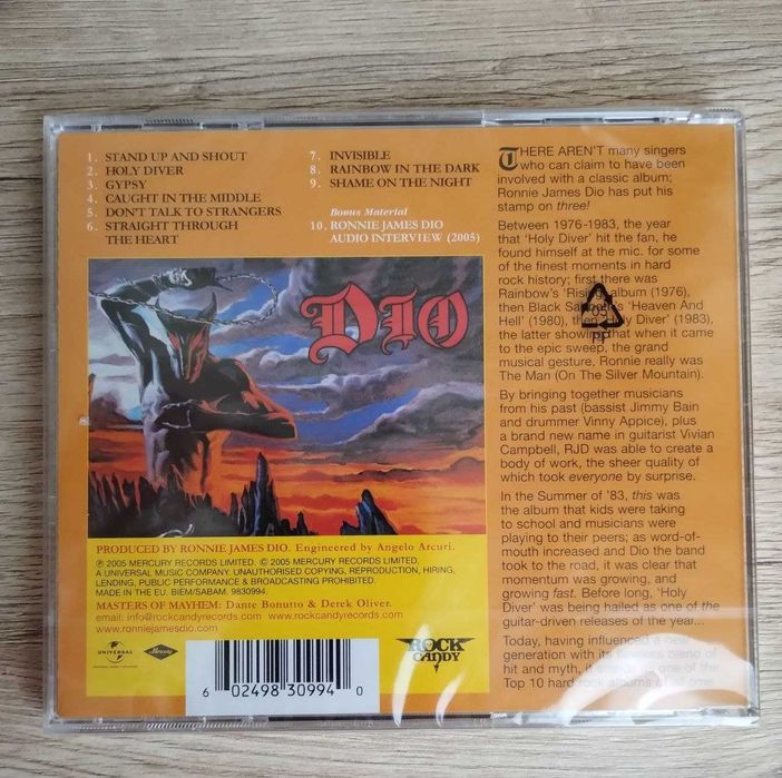 Dio - Holy Diver (Audio CD) - СД Диск