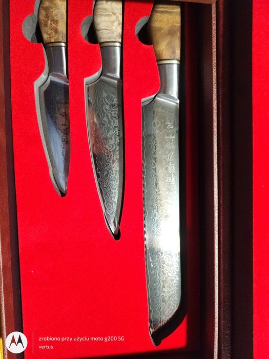 Zestaw noży Hezhen ze stali damasceńskiej