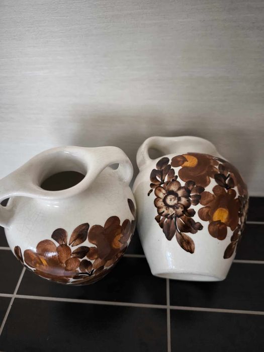 Fajans koło kwiaty wazon wazonik 2 sztuki