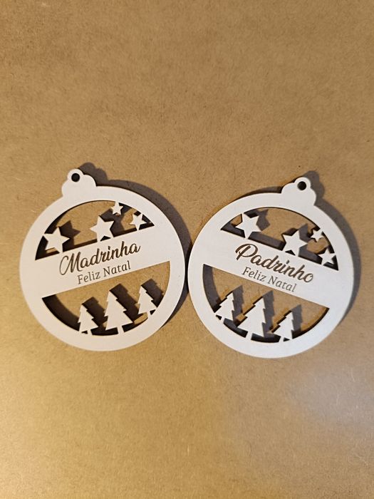 Enfeite lembrança de Natal para padrinho ou madrinha em Mdf