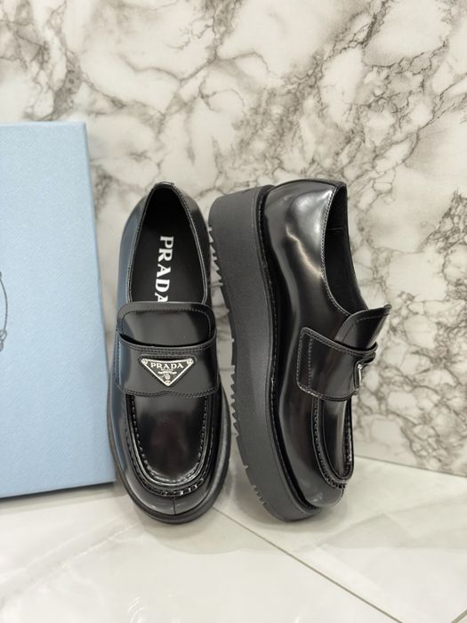 Mokasyny Prada black leather