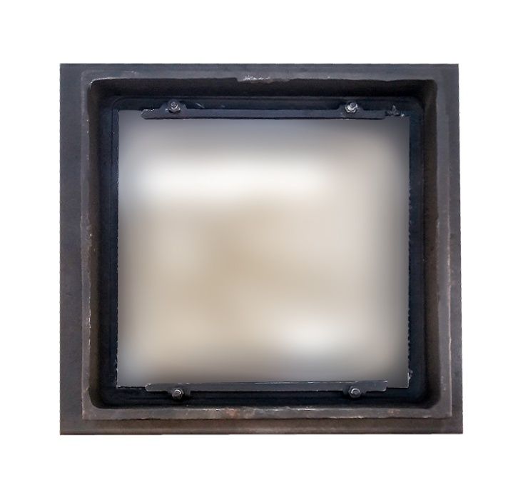 Чугунная дверца для печи со стеклом  и регулировкой подачи воздуха