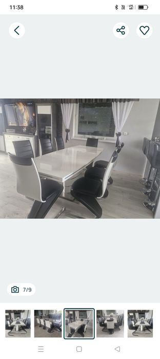 NOWA CENA!!!Stół z blatem na połysku oraz krzesła