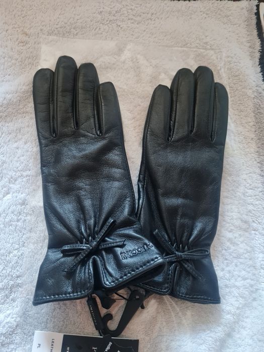 Rękawiczki damskie skórzane Puccini nowe r.7 czarne