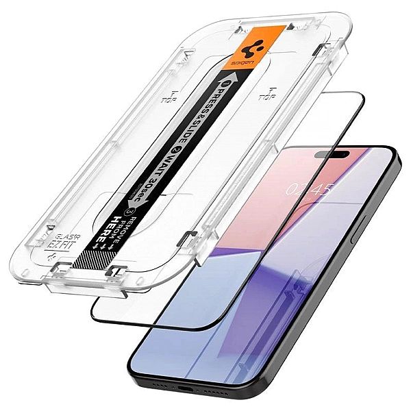 Szkło hartowane Spigen Glas.tR EZ Fit FC na iPhone 15 Pro Max - czarne