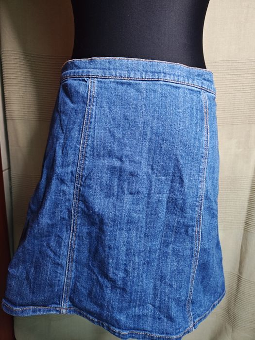 Modna Dżinsowa Spódnica A-linia H&M | Guziki Przód | Denim / Vintage S