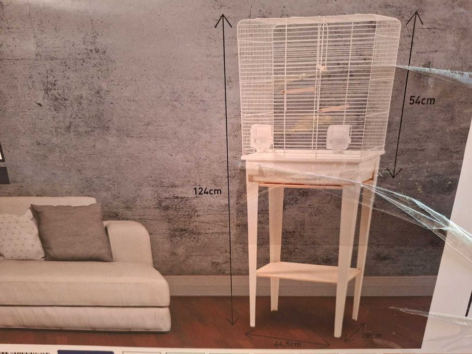 Nowa klatka dla ptaków Zolux M na nogach z półką i akcesoriami