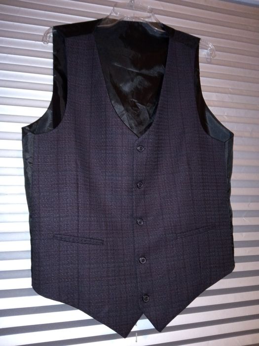 Kamizelka garniturowa brązowa kratka uniwersalna 54