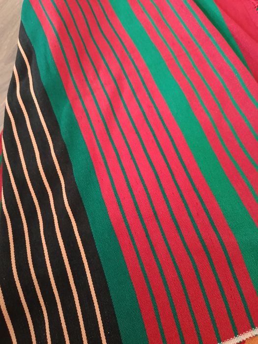 Narzuta kapa Cepelia PRL pasiak wełna retro